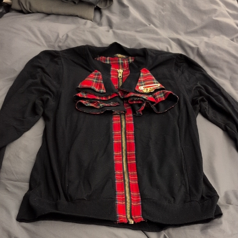 Rocawear Black and Red Plaid Cardigan Size 1x